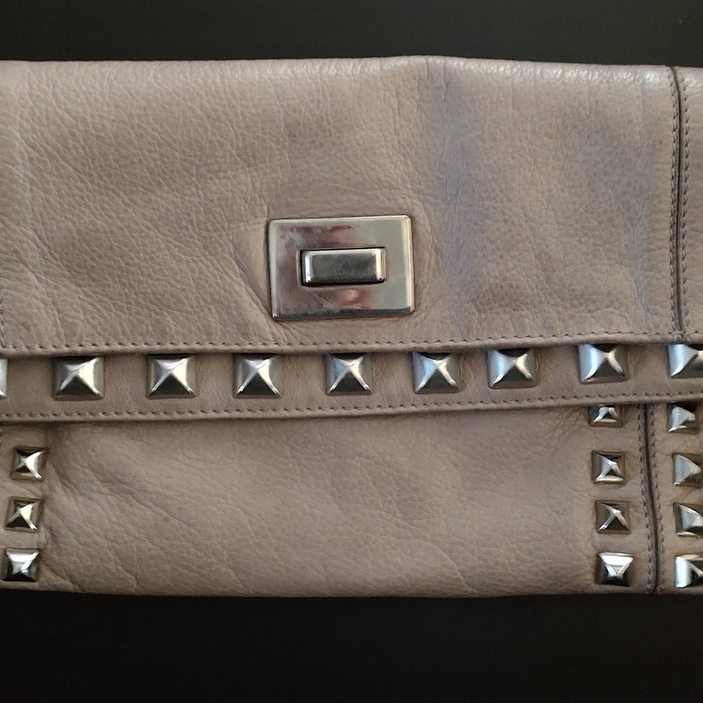 Leather Tan Studded Shoulder Bag